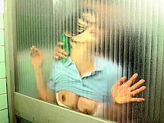 B3E1701-Obscene male employee who rapes a cleaning lady from behind while cleanin